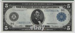 1914 $5 Federal Reserve Note Currency Philadelphia Fr. 855a PMG Choice UNC CU 64