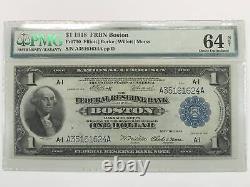 1918 $1 FRBN National Currency Boston FR 710 PMG Choice UNC 64 NET