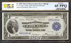 1918 $1 Federal Reserve Banknote Currency Fr. 727 Chicago Pcgs 65 Gem Unc (264a)