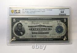 1918 $5 Federal Reserve Bank Note Cleveland Fr. 785 #D52A PCGS Choice UNC 64