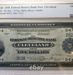 1918 $5 Federal Reserve Bank Note Cleveland Fr. 785 #D52A PCGS Choice UNC 64