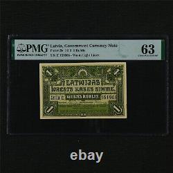 1919 Latvia Government Currency Note 1 Rublis Pick#2b PMG 63 Chiuce UNC