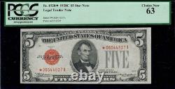 1928C $5 Legal Tender Fr. 1528 Star Note PCGS 63 UNC