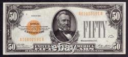 1928 $50 Gold Certificate Note Currency Fr. 2404 Aa Block Pcgs B About Unc Au 55