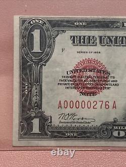 1928 US Legal Tender One Dollar Red Seal? AA BLACK? Low #A00000276 UNC TOP RARE