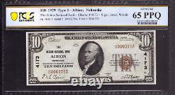 1929 $10 Albion National Banknote Currency Nebraska Pcgs B Gem Unc 65 Ppq