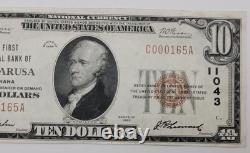 1929 $10 National Currency, WAKARUSA, INDIANA, C000165A UNC Details FF24.1