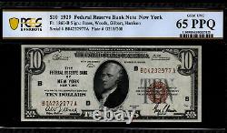 1929 $10 New York National Currency PCGS 65 PPQ GEM UNC Free Shipping (BJJ)