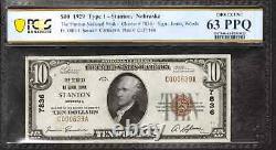 1929 $10 Stanton National Banknote Currency Nebraska Pcgs B Choice Unc Cu 63 Ppq