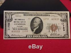 1929 $10 The Commercial National Bank Of Anniston AL National Currency (UNC)