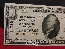 1929 $10 The Commercial National Bank Of Anniston AL National Currency (UNC)