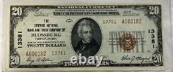 1929 $20 Blossburg, PA National Currency Note Low Serial 182 AU/UNC