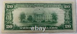 1929 $20 Blossburg, PA National Currency Note Low Serial 182 AU/UNC