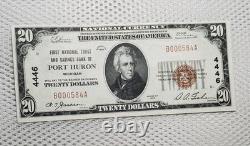 1929 $20 National Currency PORT HURON, MICHIGAN Low Serial Number Crisp UNC