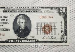 1929 $20 National Currency PORT HURON, MICHIGAN Low Serial Number Crisp UNC