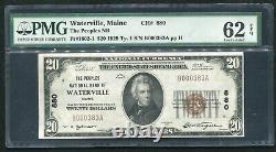 1929 $20 Peoples Nb Of Waterville, Me National Currency Ch. #880 Pmg Unc-62epq