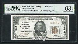 1929 $50 Paterson Nb Paterson, Nj National Currency Ch. #4072 Pmg Unc-63epq