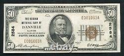 1929 $50 The Second National Bank Of Danville, IL National Currency Ch. #2584 Unc