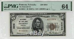 1929 T1 $5 Fremont National Banknote Currency Fremont Nebraska PMG UNC 64