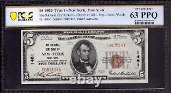 1929 T1 $5 National City Bank Note Currency New York Ny Pcgs B Choice Unc 63 Ppq
