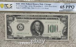 1934 $100 Federal Reserve Note Chicago PCGS 65 PPQ Gem UNC Fr 2152a G