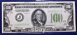 1934 $100 Federal Reserve Note Fr-2152-J Kansas City LGS PCGS64 Choice UNC