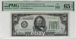 1934 $50 Federal Reserve Note Currency Fr. 2102-bdgs Ba Block Pmg Gem Unc 65 Epq