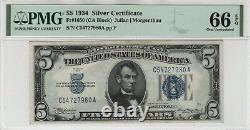 1934 $5 Silver Certificate Note Currency Fr. 1650 CA Block PMG GEM UNC 66 EPQ