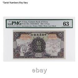 1935 10 Yuan Farmers Bank of China Currency Note PMG UNC 63