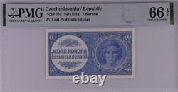 1946 Czechoslovakia 1 Korun P58a BANKNOTE CURRENCY UNC PMG 66
