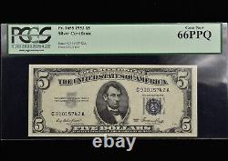 1953 $5 Silver Certificate Note? Pcgs Unc 66-ppq? Fr 1655 742 Gem? Trusted