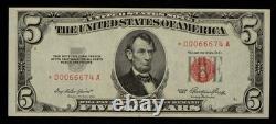 1953 $5 US Note Legal Tender Currency FR 1532 Star Note AU/UNC CA2004