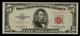 1953 $5 Us Note Legal Tender Currency Fr 1532 Star Note Au/unc Ca2004