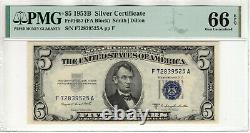 1953 B $5 Silver Certificate Note Currency Fr. 1657 Fa Block Pmg Gem Unc 66 Epq