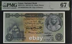 1957-59 Egypt 5 Pound P31c BANKNOTE CURRENCY UNC PMG 67