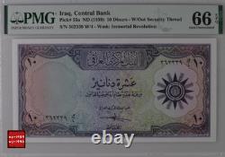 1959 IRAQI 10 Dinar P55a BANKNOTE CURRENCY UNC PMG 66