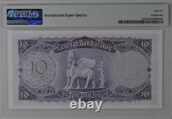 1959 IRAQI IRAQ 10 Dinar P55a BANKNOTE CURRENCY UNC PMG 66
