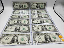 1963 $1 Notes UNC ALL 12 DISTRICTS In Individual Currency Holders