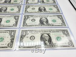 1963 $1 Notes UNC ALL 12 DISTRICTS In Individual Currency Holders