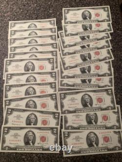 1963-A $2 Federal Reserve Note Small Size Currency FR# 1514 CH UNC LOT (21)