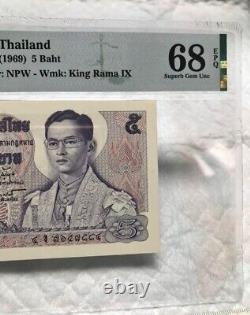 1969 UNC 68 EPQ Precious Fine Currency PMG Thailand Banknotes Siam King Rama IX