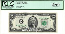 1976 $2 Federal Reserve Note Boston Mass Serial A10874171a & 172 Pcgs-64 Unc