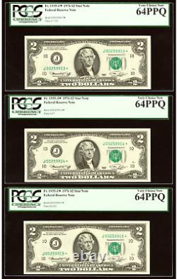 1976 $2 Federal Reserve STAR notes- (3) Consecutive serial#-PCGS UNC 64 PPQ