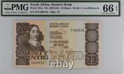 1978-81 South Africa 20 RAND P121a BANKNOTE CURRENCY UNC PMG 66 EPQ