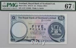 1978 Scotland 5 Pounds P337a BANKNOTE CURRENCY UNC PMG 67
