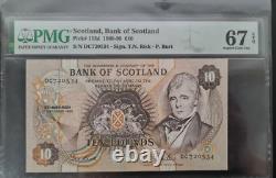 1990 Scotland 10 Pounds P-113d BANKNOTE CURRENCY UNC PMG 67
