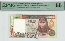 1993-94 Colombia 10000 Peso P437A BANKNOTE CURRENCY UNC PMG 66