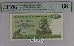 1994 ZIMBABWE 5 DOLLARS P2e BANKNOTE CURRENCY UNC PMG 68