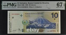 1998 El Salvador 10 Colones P148b BANKNOTE CURRENCY UNC PMG 67