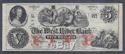 19th Century US Obsolete Currency The West River Bank, $5 Unc, Unissued